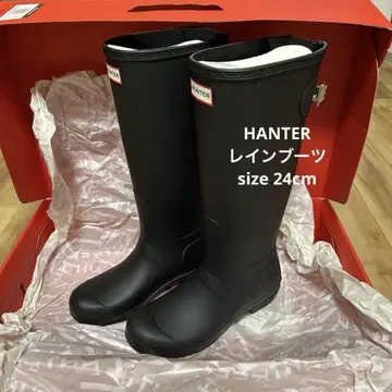 HUNTER 레인부츠 블랙 장화 버클 US7