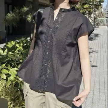 Spick&Span 스픽 앤 스팬 케미컬 레이스 스탠드 칼라 블라우스 F