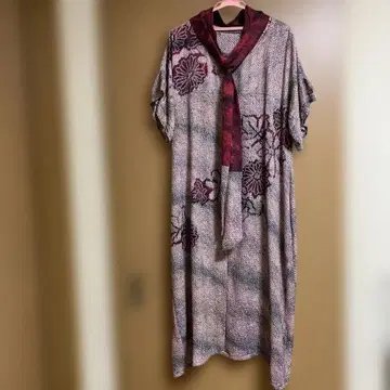 기모노 리메이크 혼소오시보리 후와~앗 맥시 길이 A라인 원피스