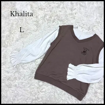 [Khalita] 시마무라 레이어드 스타일 도킹 블라우스 L 브라운 프릴