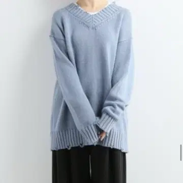 journalstandard V넥 데미지 니트 블루