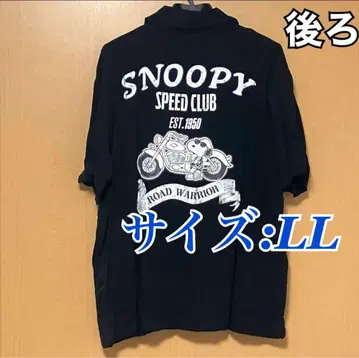 새상품 스누피 SNOOPY 셔츠 반팔 LL 블랙 바이크 알로하 셔츠