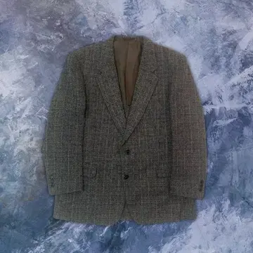 테일러드 자켓 브라운 체크 무늬 vintage 밀리터리 y2k