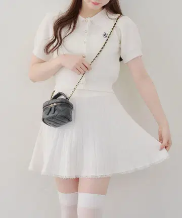 [미사용 새상품] 퍼프 슬리브 셋업 아이보리