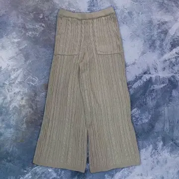 와이드 팬츠 케이블 니트 베이지 밴딩 슬림 vintage 아카이브