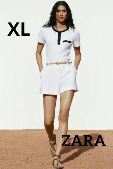 ZARA 콘트라스트 파이핑 티셔츠 XL