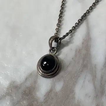 SHAMBALLA 오닉스 펜던트 목걸이 silver 각인 팥 체인