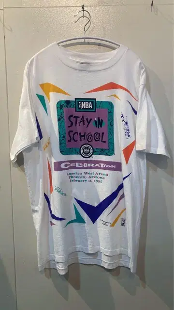 1995 NBA STAY IN SCHOOL 프린트 T-sh