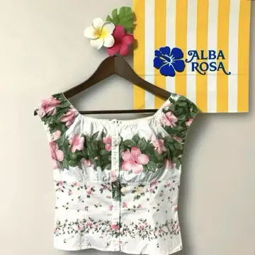 ALBA ROSA 하이비스커스 셔링 셔츠 화이트 x 핑크