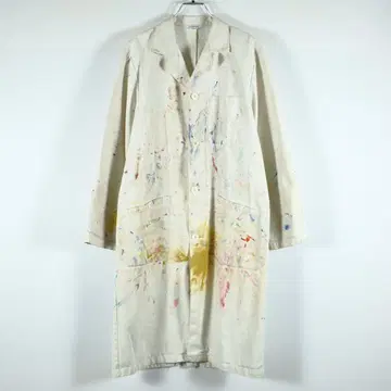 1960년대 프랑스 빈티지 페인트 아틀리에 코트 구제 의류