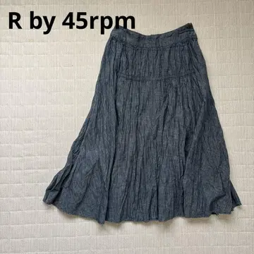 R by 45rpm 플레어 스커트 개더 인디고 일본제