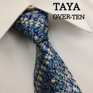 Taya over-ten 고급 실크 넥타이 올 패턴 블루
