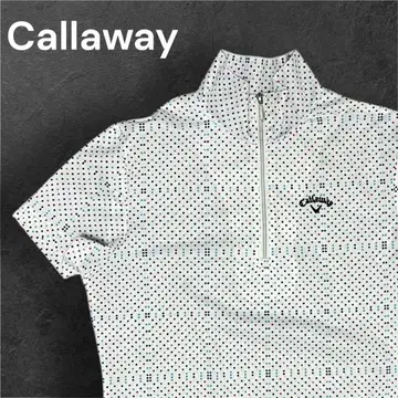 새상품급 Callaway 캘러웨이 반팔 하프 지퍼 티셔츠 도트 무늬