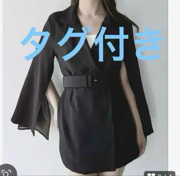 NOMAE 노마에 슬릿 슬리브 테일러드 원피스 블랙 원피스