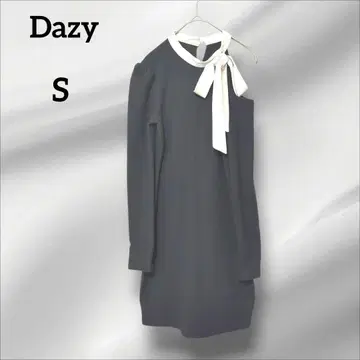 Dazy 긴팔 원피스 리본 포함 오프숄더 블랙 S