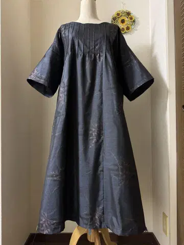 혼바 오시마 명주 롱 원피스 증지 요시다 직물 근제 고대 염색 순니 염색