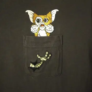 미품 GREMLINS 그렘린 긴팔 자수 티셔츠 회색 M 그라니프