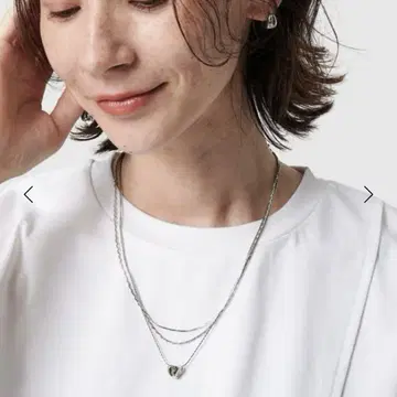 이비츠 하트 3연 목걸이 실버