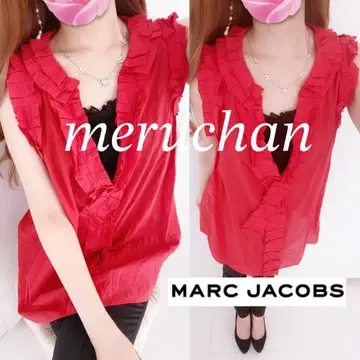 [새상품급] MARC JACOBS 실크 프릴 블라우스 상의 슬리브리스