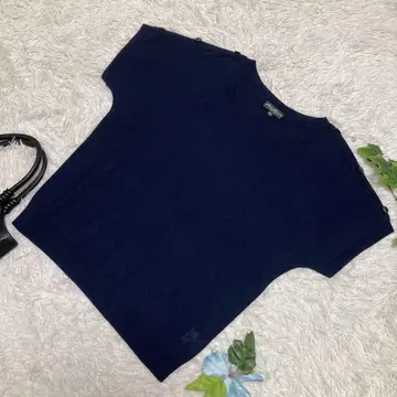 컨디션 최상 에디 바우어 반팔 썸머 니트 네이비 어깨 버튼 아크릴 면 L