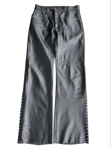 studs 디자인 리얼 가죽 플레어 팬츠
