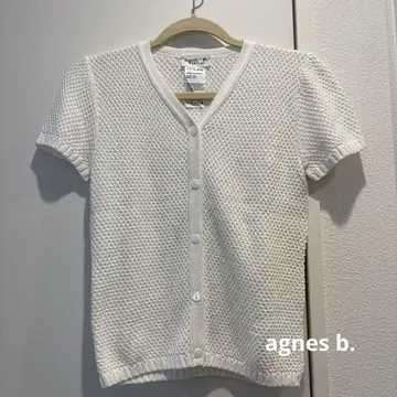 [새상품급] agnes b. 썸머 니트 가디건 화이트 S
