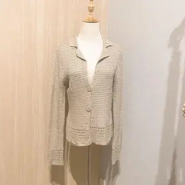 베이지 실크 코튼 가디건 FRONT11201