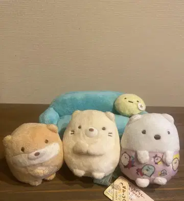스미코구라시 손바닥 봉제인형 소파, 수달, 고양이 (택 포함) 시로쿠마