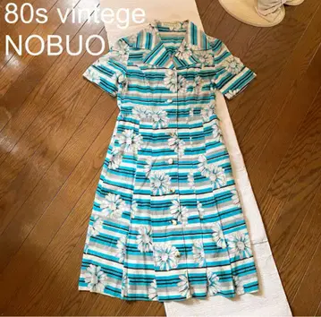 80s vintege NOBUO 하늘에 피는 마가렛 꽃이 멋진 원피스