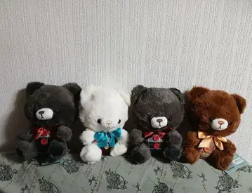 클래식 타탄 베어 리본 포함 봉제 인형 4세트