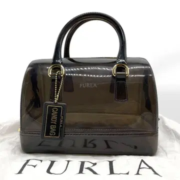 컨디션 최상 FURLA 훌라 캔디 백 블랙 반투명 참 수납 가방