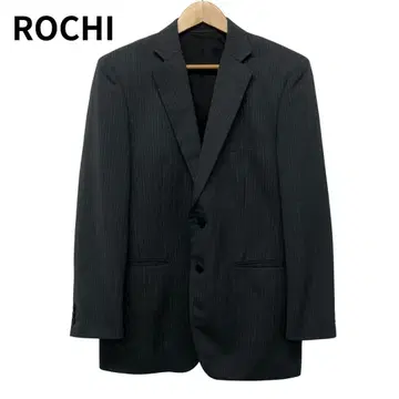 ROCHI 다크 그레이 스트라이프 블레이저 사이드 벤트 자켓