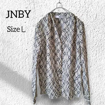 JNBY 실크 혼방 기하학 무늬 긴팔 블라우스 L 사이즈