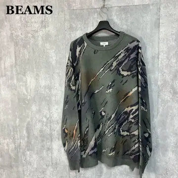 새상품 BEAMS 디지털 마블 페이드 크루넥 니트 XL