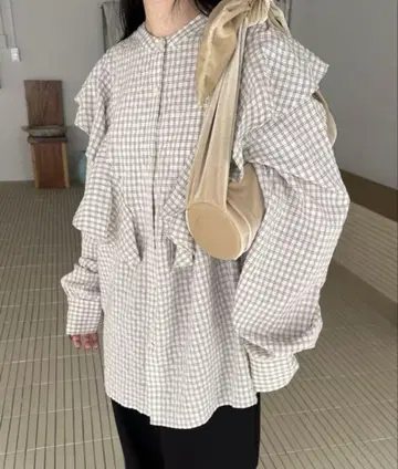 lawgy check shoulder frill rafu shirt