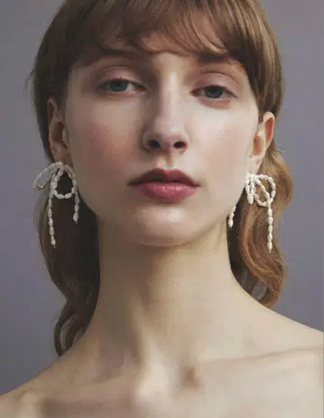 les bon bon 리본형 펄 귀걸이 ELLE shop