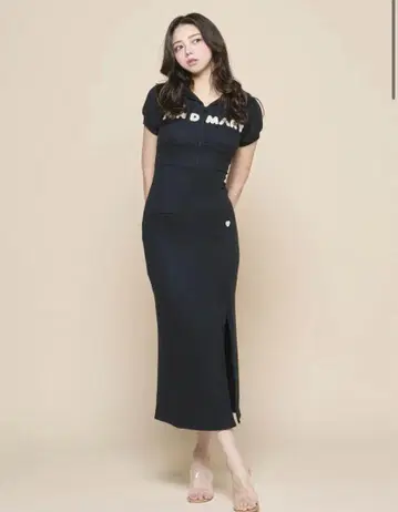 andmary Mary logo hoodie dress black