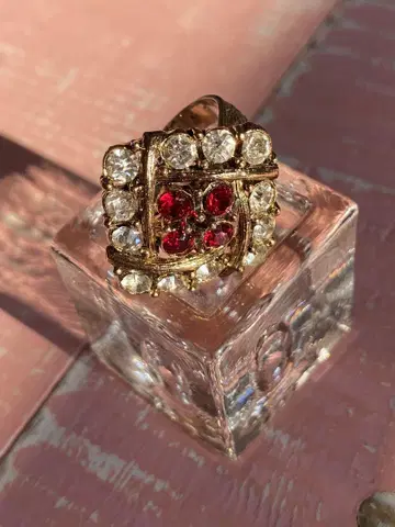 앤티크풍 큐빅 스퀘어 반지 빈티지풍 골드링