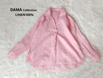 다마 컬렉션 린넨 100% 스키퍼 턱 린넨 셔츠 핑크 S-M