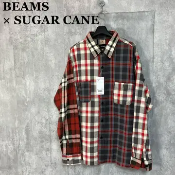 새상품 BEAMS [별주] SUGAR CANE 트윌 체크 워크 셔츠 L