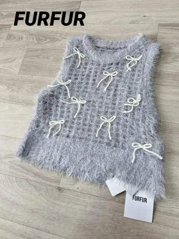 미사용 FURFUR 퍼퍼 샤이니 리본 베스트 F