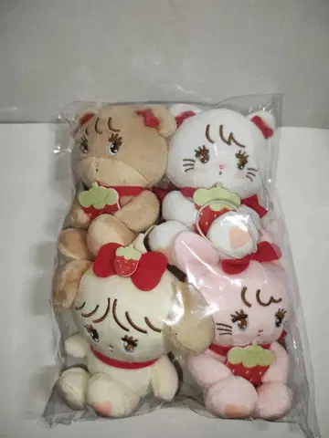 mikko 딸기 마스코트 봉제 인형 4종 컴플리트