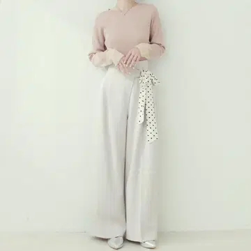 [ natural couture ] 허리 리본 턱 팬츠