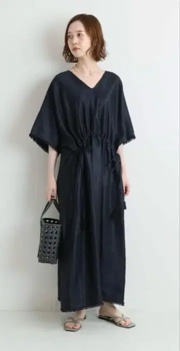 이에나 IENA maison 린넨 프린지 원피스 맥시 길이