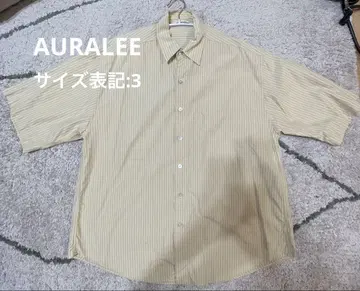 AURALEE 반팔 셔츠 크림색 스트라이프