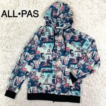 ALL PAS 멀티 컬러 올 패턴 메쉬 후드티