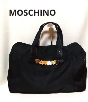 MOSCHINO 모스키노 보스턴 백 여행 가방 나일론 블랙 하트