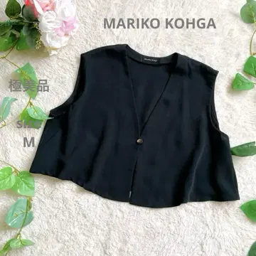 MARIKO KOHGA 슬리브리스 숏 볼레로 자켓 블랙
