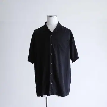 90년대 Tommy Bahama 블랙 실크 오픈 카라 셔츠 반팔