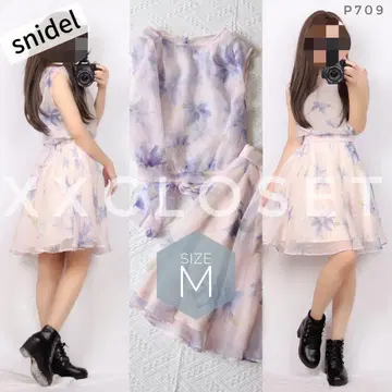 p709 snidel 오간자 플라워 셋업 핑크 스커트 상의